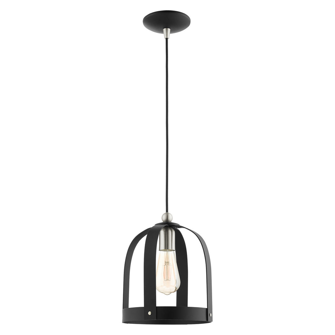 Livex Stoneridge 49642-14 Pendant Light - Textured Black w/ Brushed Nickels