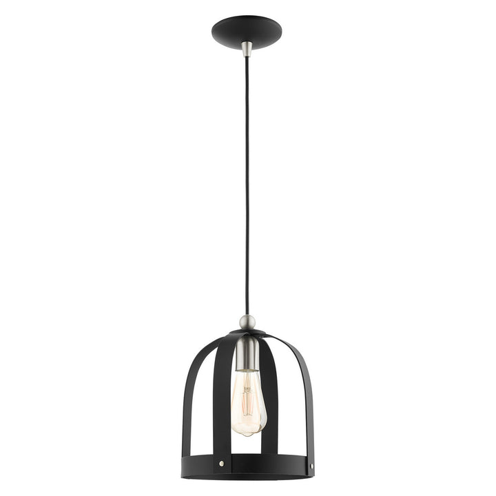Livex Stoneridge 49642-14 Pendant Light - Textured Black w/ Brushed Nickels