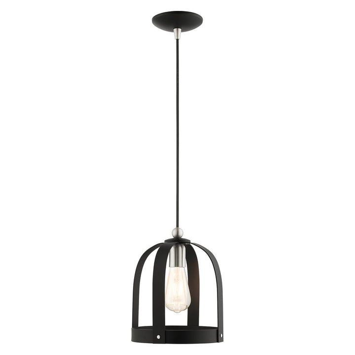 Livex Stoneridge 49642-14 Pendant Light - Textured Black w/ Brushed Nickels