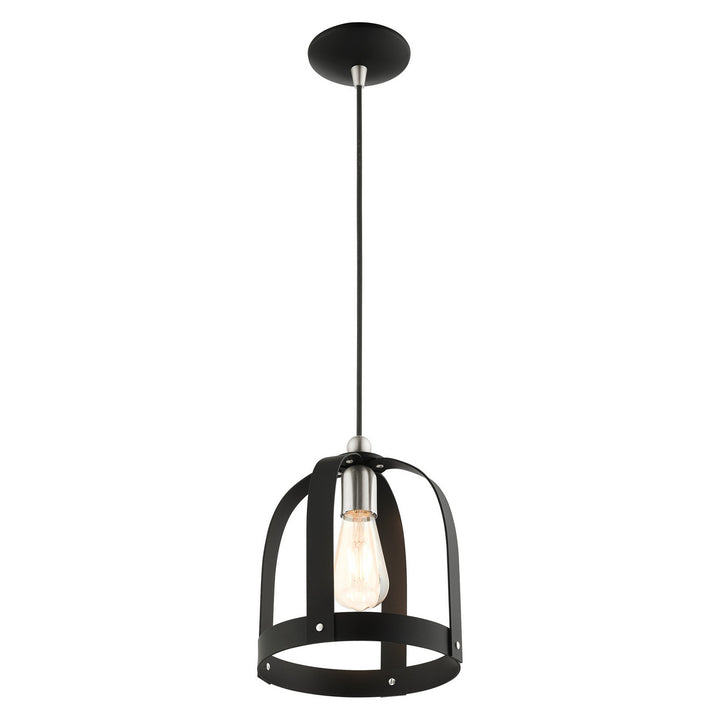 Livex Stoneridge 49642-14 Pendant Light - Textured Black w/ Brushed Nickels