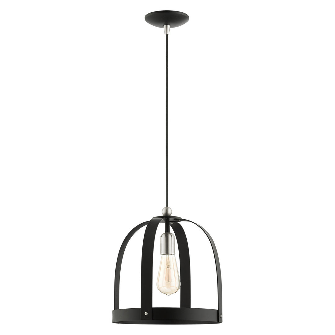 Livex Stoneridge 49643-14 Pendant Light - Textured Black w/ Brushed Nickels