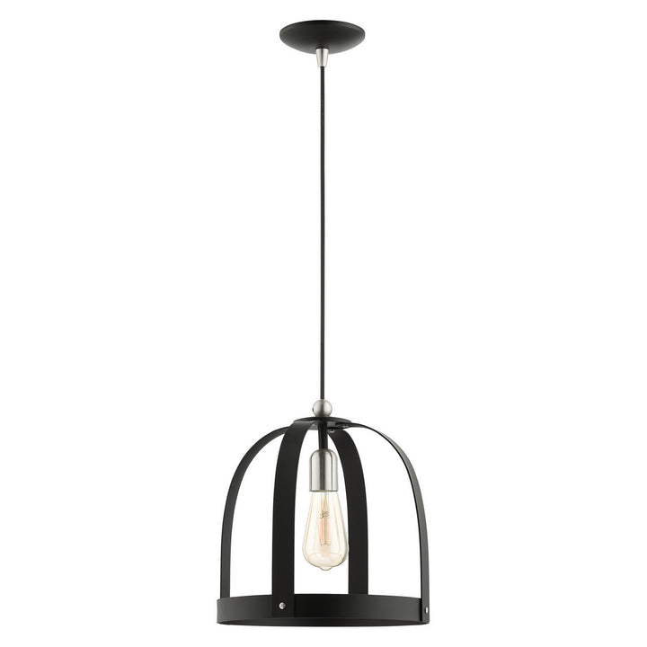 Livex Stoneridge 49643-14 Pendant Light - Textured Black w/ Brushed Nickels