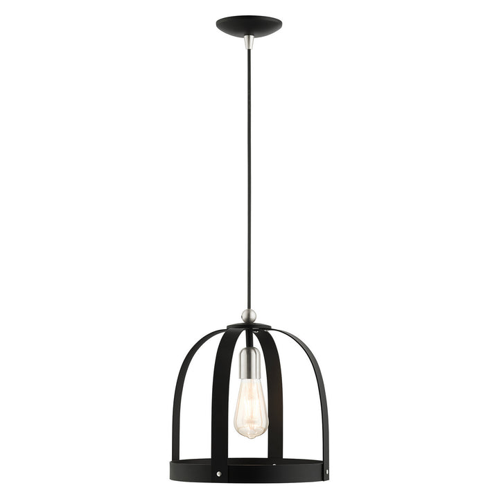 Livex Stoneridge 49643-14 Pendant Light - Textured Black w/ Brushed Nickels