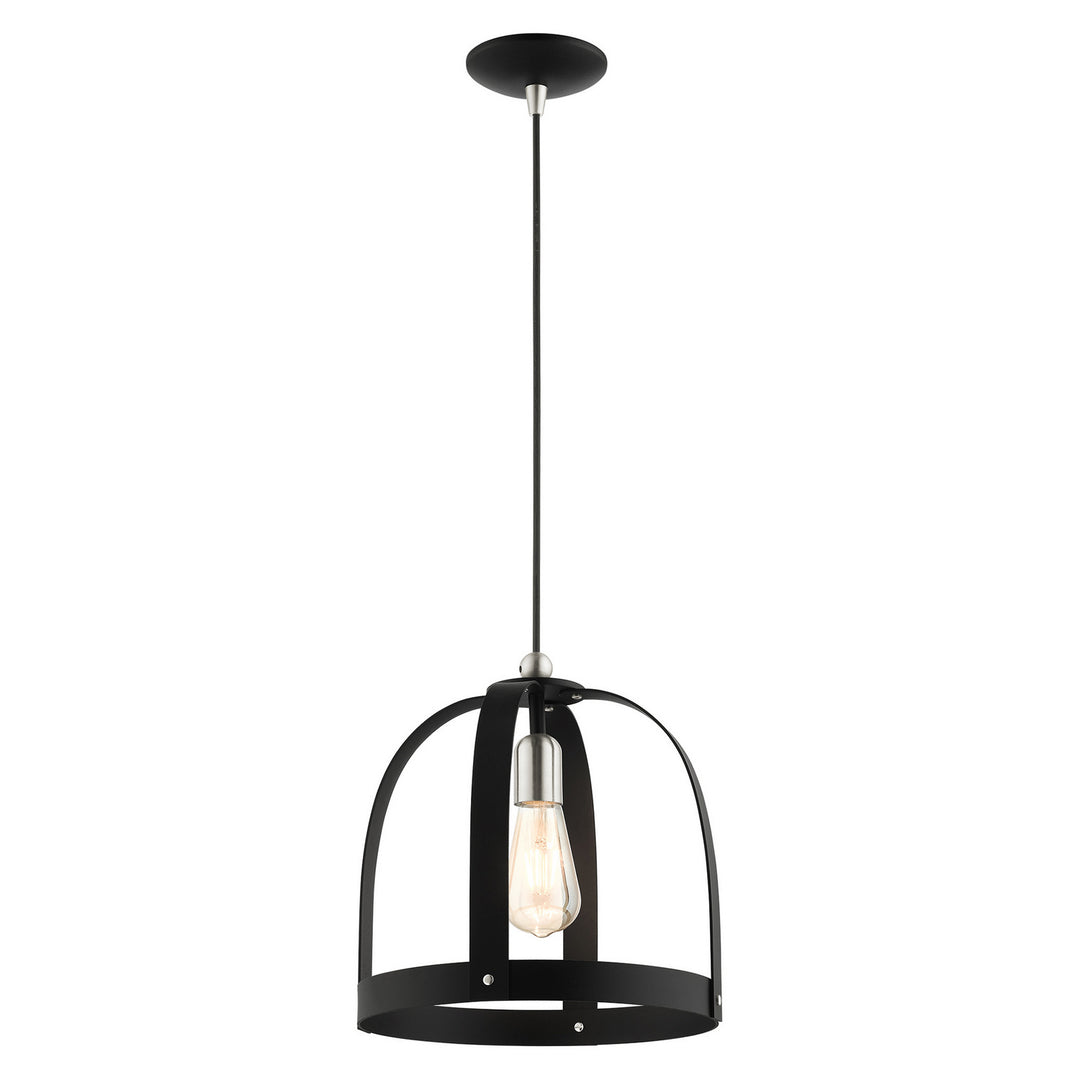 Livex Stoneridge 49643-14 Pendant Light - Textured Black w/ Brushed Nickels
