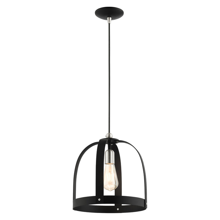 Livex Stoneridge 49643-14 Pendant Light - Textured Black w/ Brushed Nickels