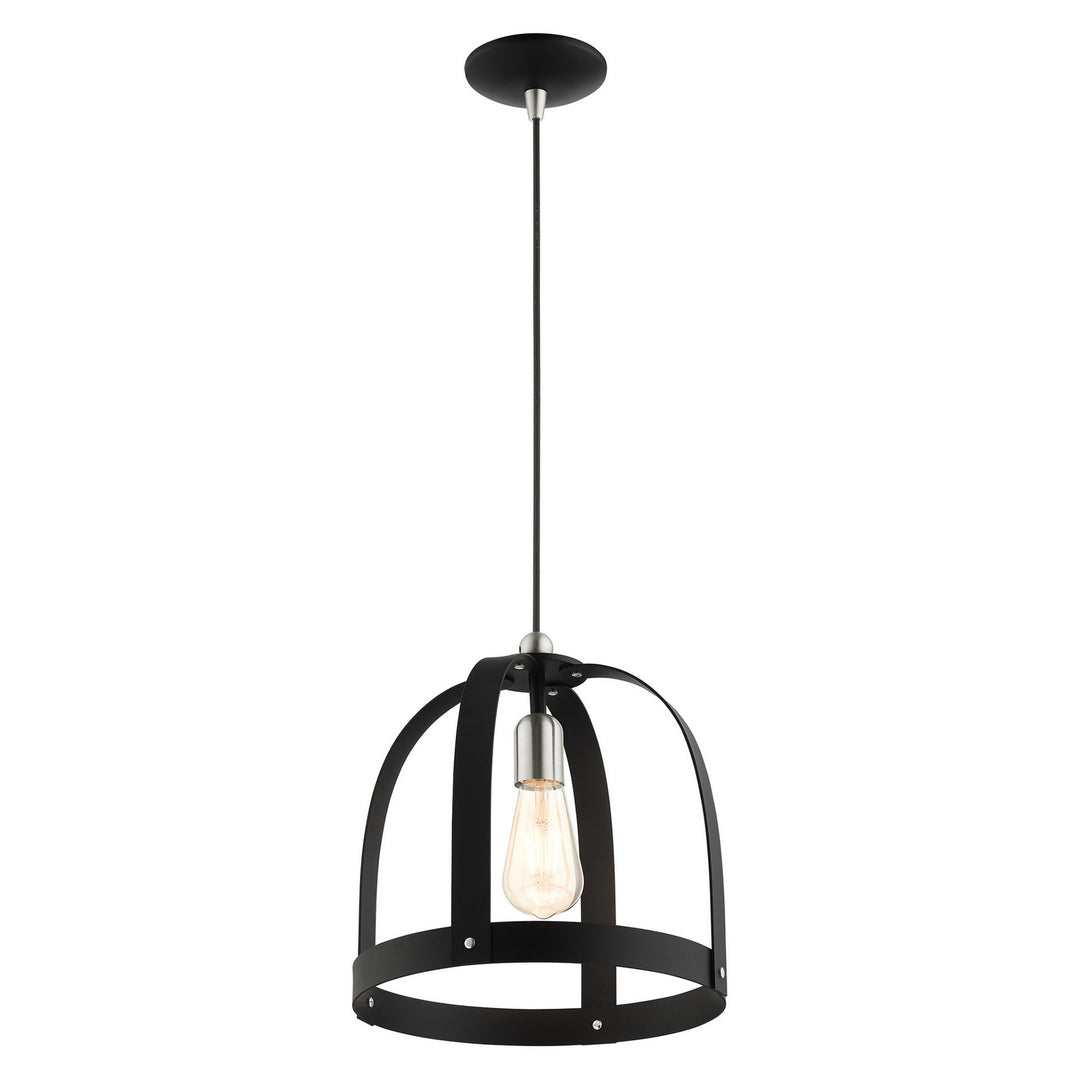 Livex Stoneridge 49643-14 Pendant Light - Textured Black w/ Brushed Nickels