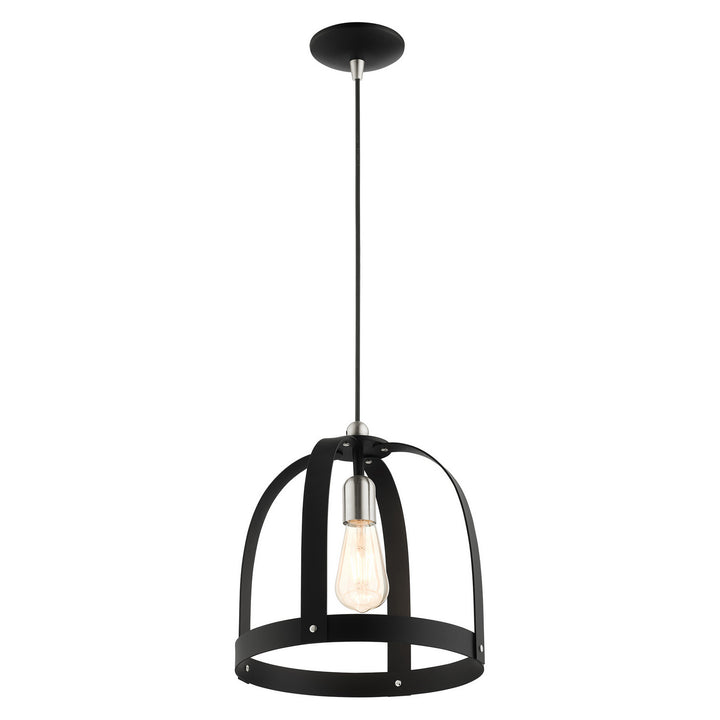 Livex Stoneridge 49643-14 Pendant Light - Textured Black w/ Brushed Nickels