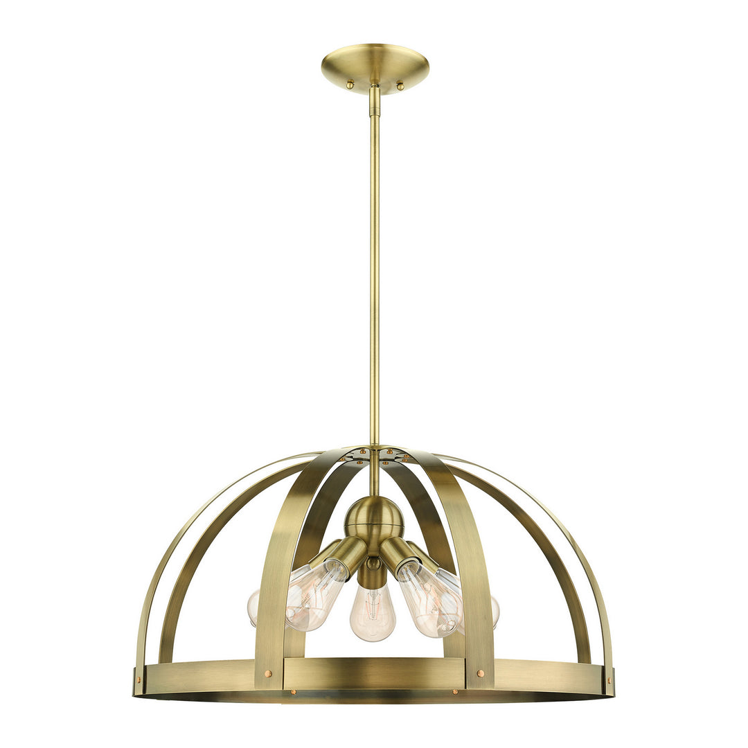 Livex Stoneridge 49645-01 Pendant Light - Antique Brass w/ Satin Brasss