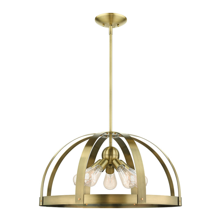 Livex Stoneridge 49645-01 Pendant Light - Antique Brass w/ Satin Brasss