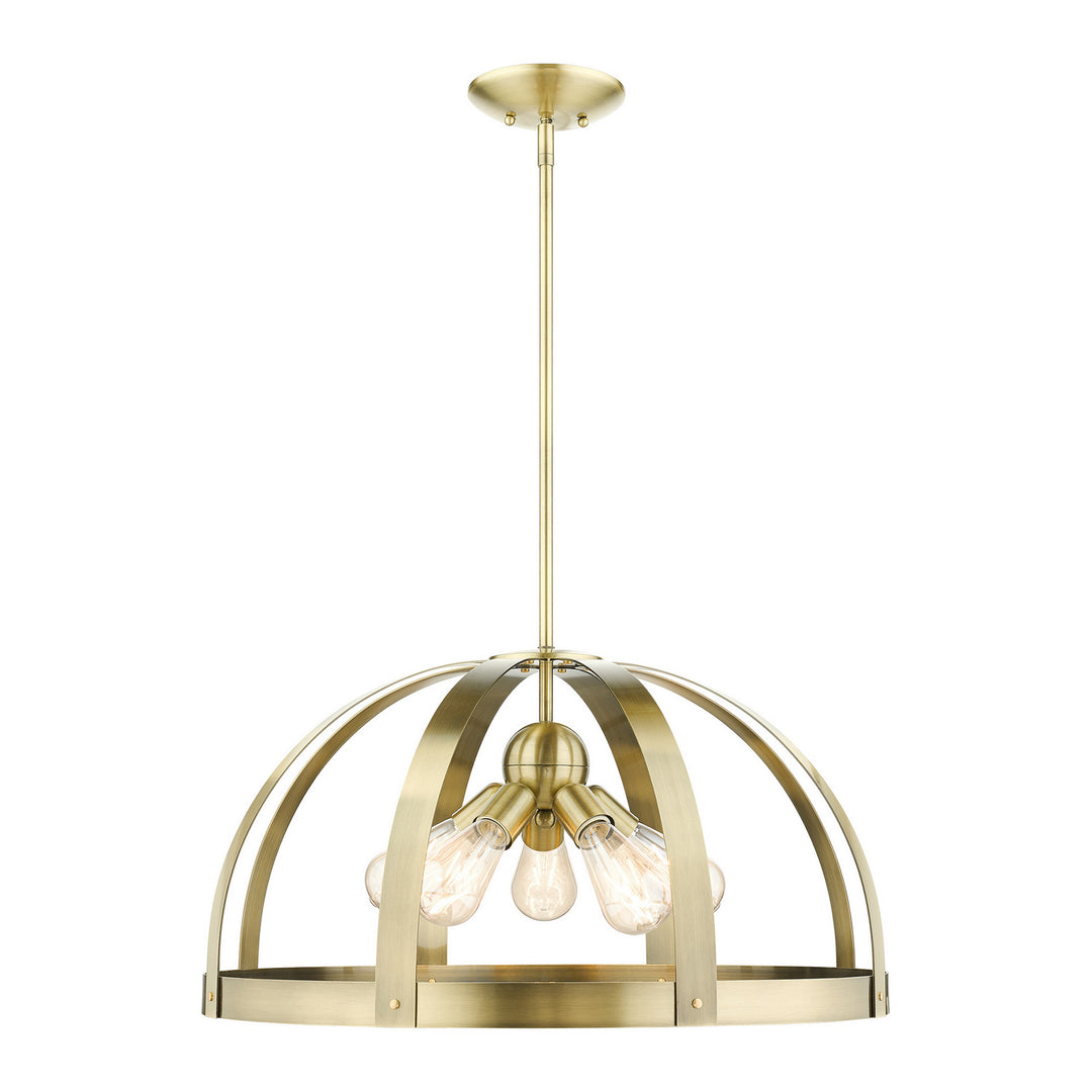 Livex Stoneridge 49645-01 Pendant Light - Antique Brass w/ Satin Brasss