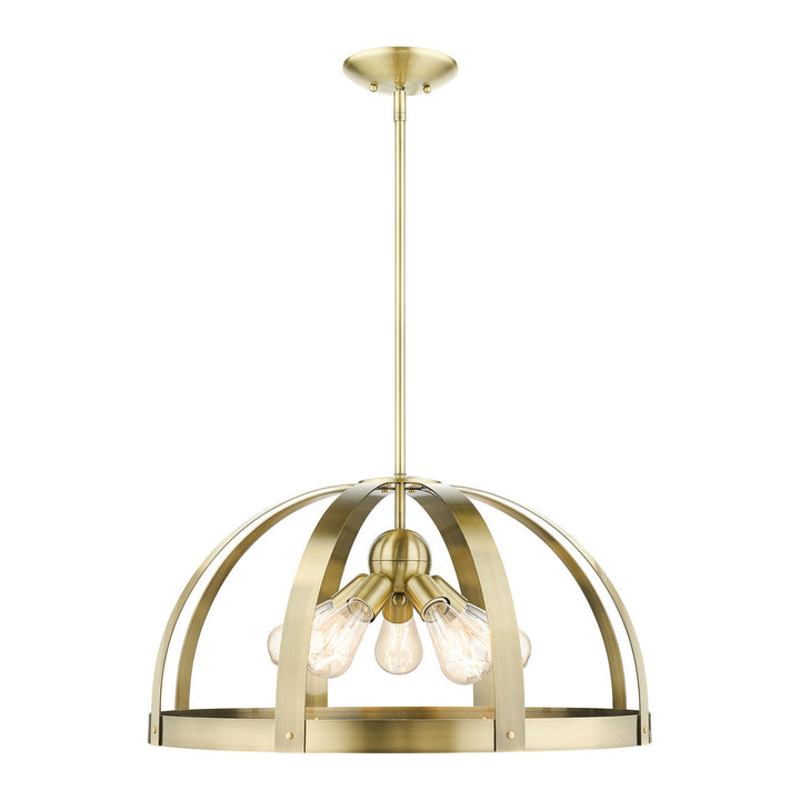 Livex Stoneridge 49645-01 Pendant Light - Antique Brass w/ Satin Brasss