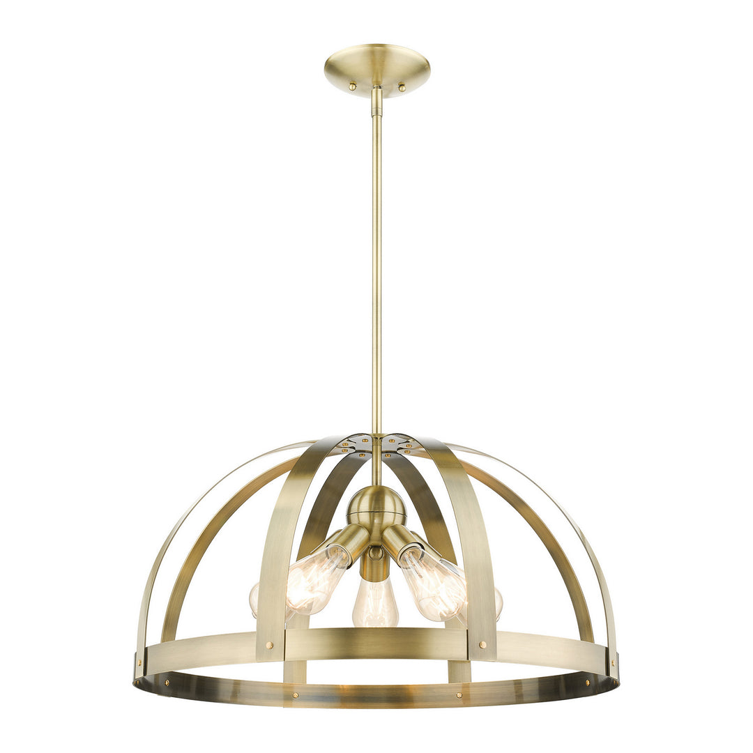 Livex Stoneridge 49645-01 Pendant Light - Antique Brass w/ Satin Brasss