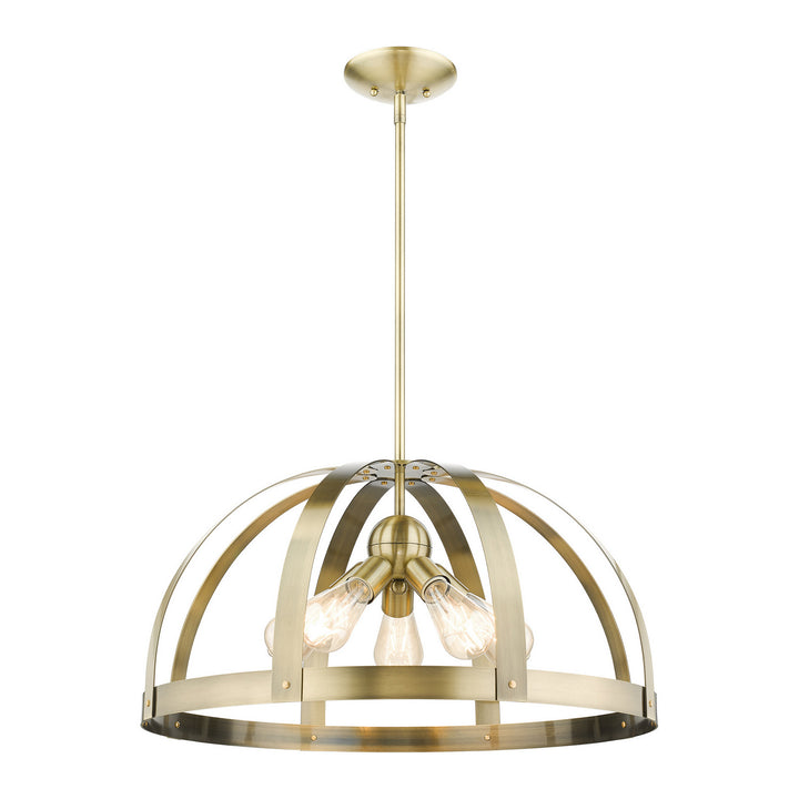 Livex Stoneridge 49645-01 Pendant Light - Antique Brass w/ Satin Brasss