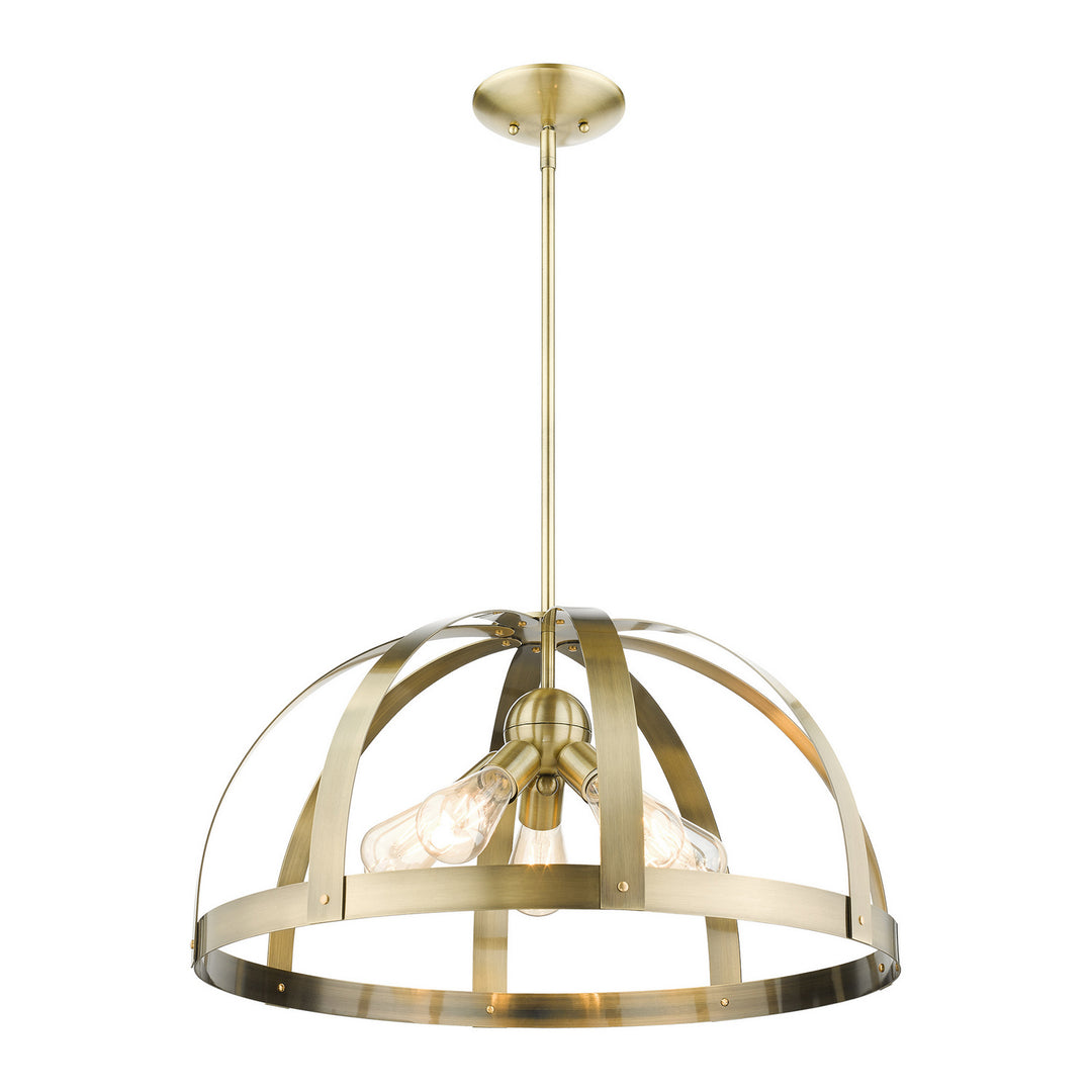 Livex Stoneridge 49645-01 Pendant Light - Antique Brass w/ Satin Brasss