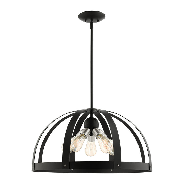 Livex Stoneridge 49645-14 Pendant Light - Textured Black w/ Brushed Nickels
