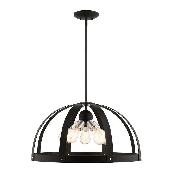 Livex Stoneridge 49645-14 Pendant Light - Textured Black w/ Brushed Nickels