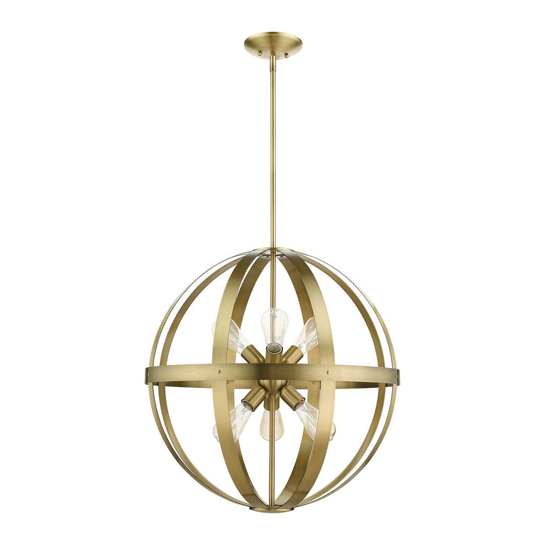 Livex Stoneridge 49646-01 Chandelier Light - Antique Brass w/ Satin Brasss