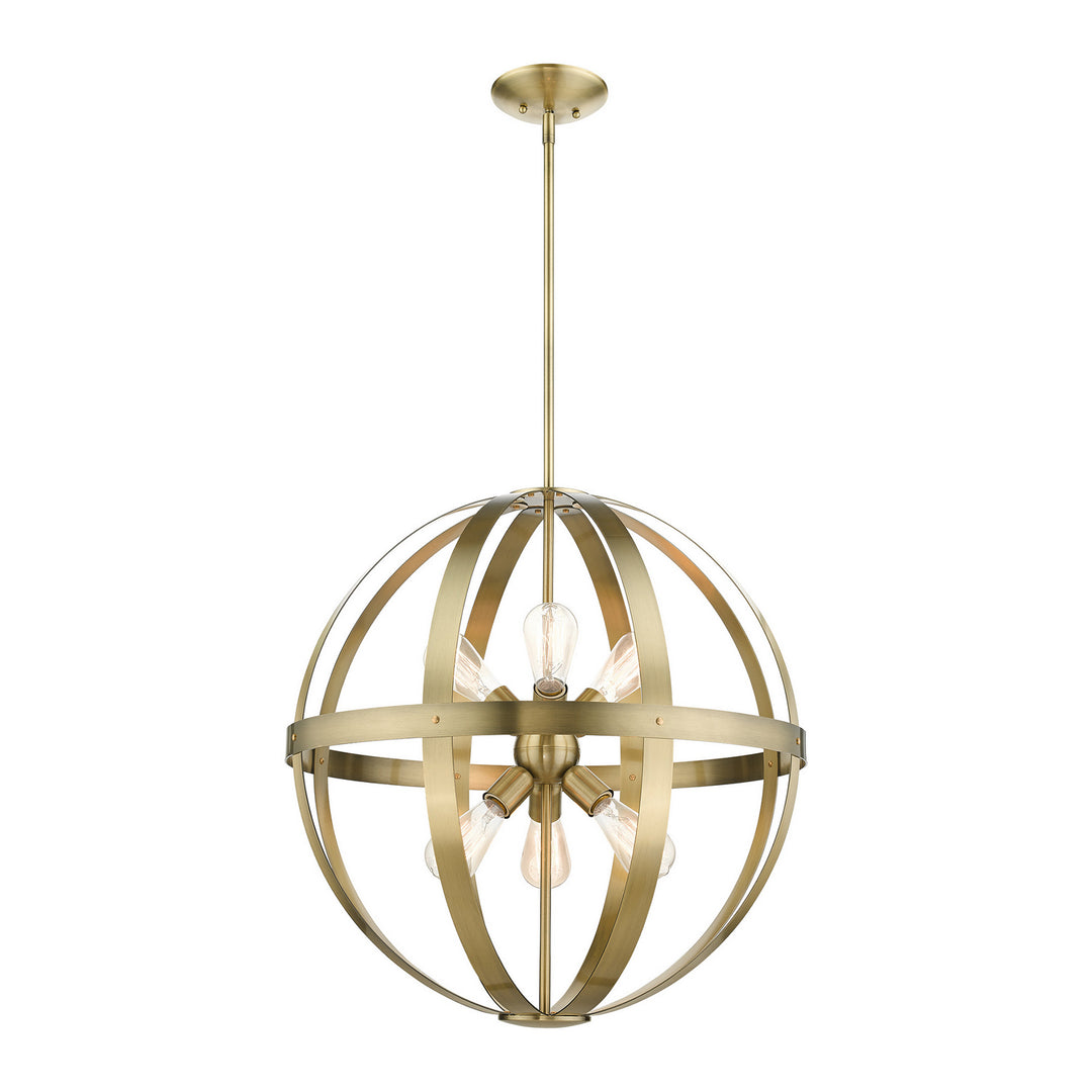 Livex Stoneridge 49646-01 Chandelier Light - Antique Brass w/ Satin Brasss