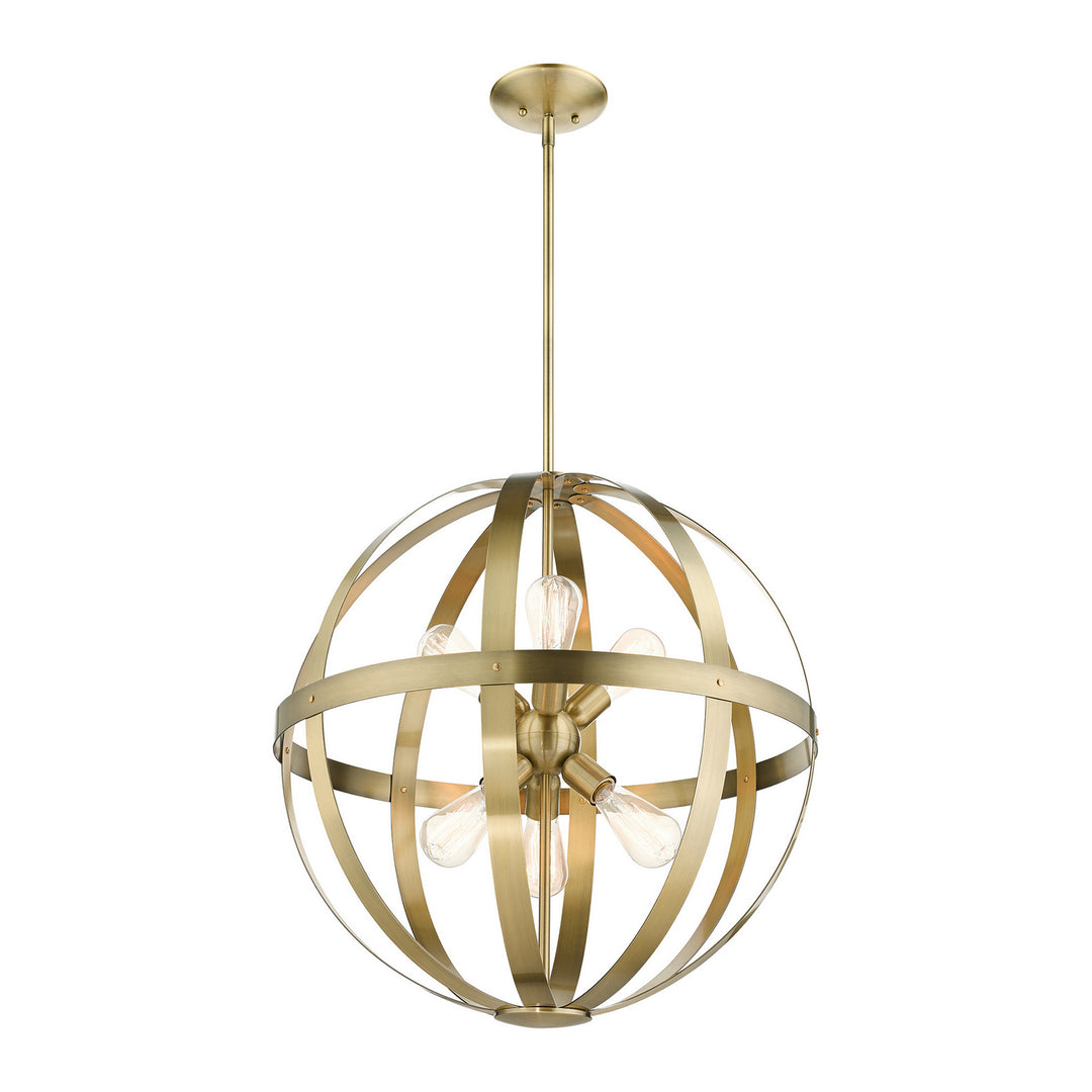 Livex Stoneridge 49646-01 Chandelier Light - Antique Brass w/ Satin Brasss
