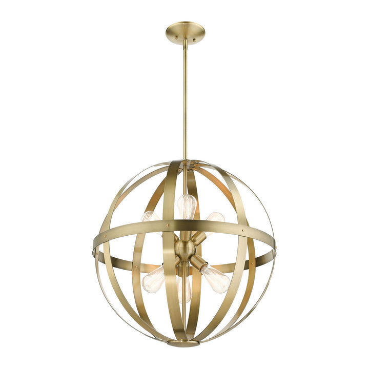 Livex Stoneridge 49646-01 Chandelier Light - Antique Brass w/ Satin Brasss