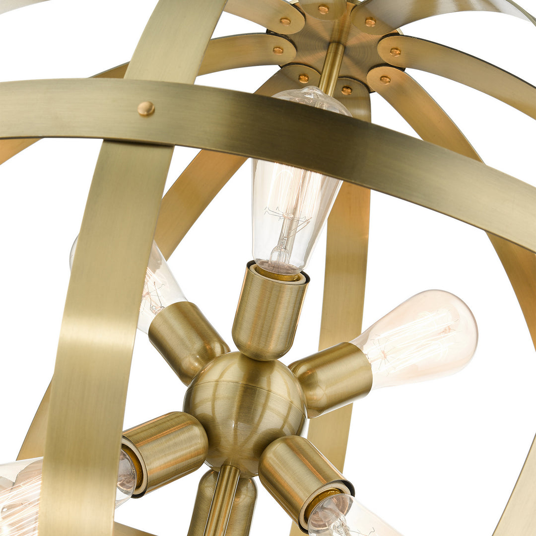 Livex Stoneridge 49646-01 Chandelier Light - Antique Brass w/ Satin Brasss