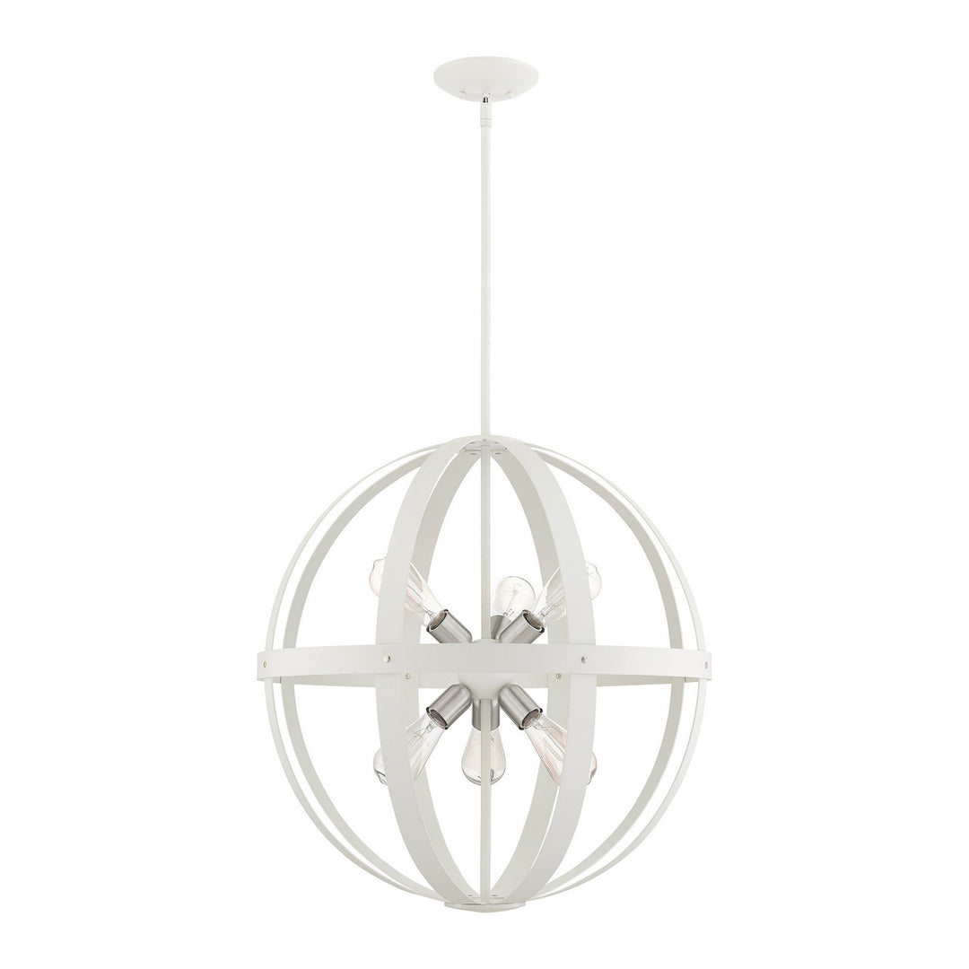 Livex Stoneridge 49646-13 Chandelier Light - Textured White w/ Brushed Nickel Cluster