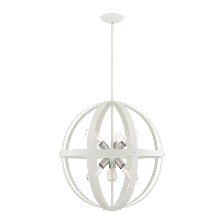 Livex Stoneridge 49646-13 Chandelier Light - Textured White w/ Brushed Nickel Cluster