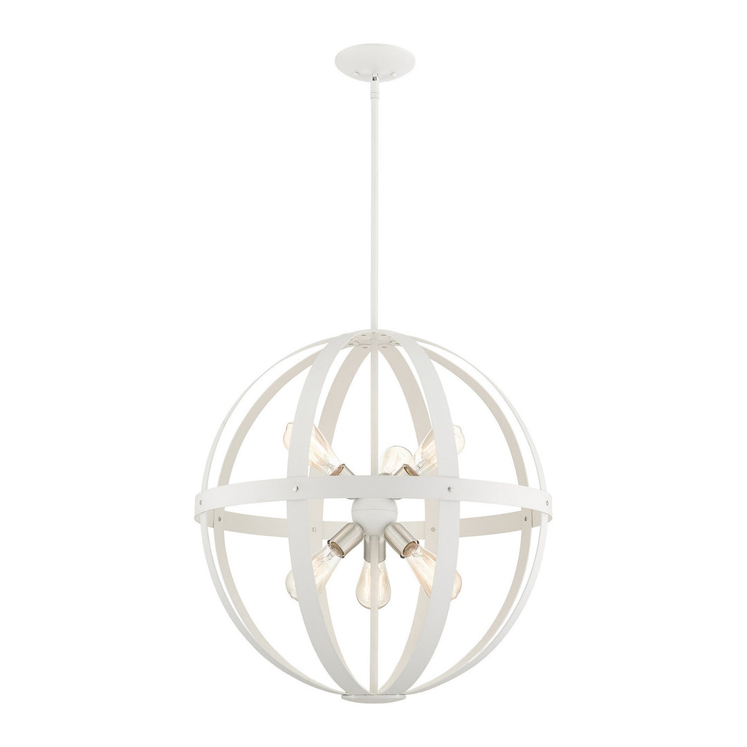 Livex Stoneridge 49646-13 Chandelier Light - Textured White w/ Brushed Nickel Cluster