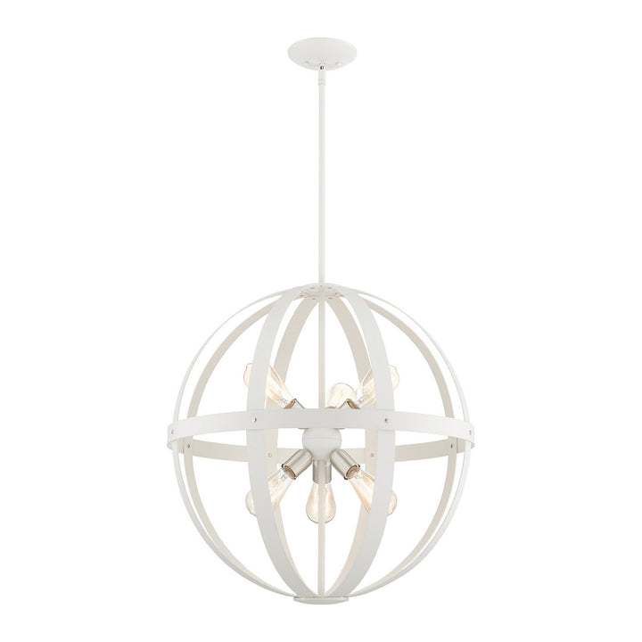 Livex Stoneridge 49646-13 Chandelier Light - Textured White w/ Brushed Nickel Cluster