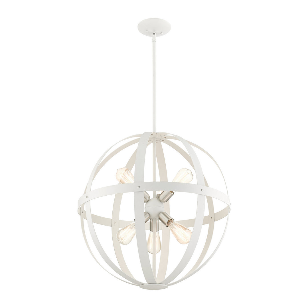 Livex Stoneridge 49646-13 Chandelier Light - Textured White w/ Brushed Nickel Cluster