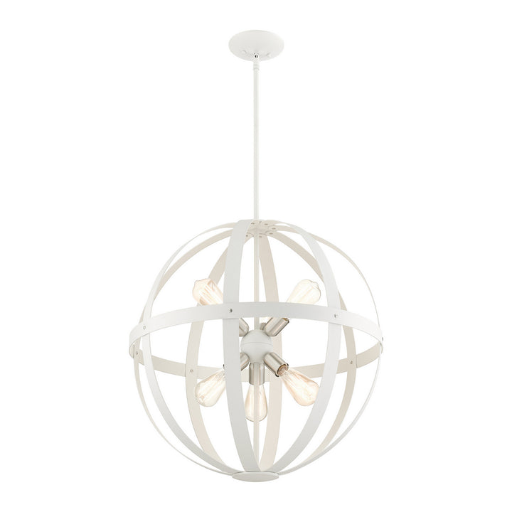 Livex Stoneridge 49646-13 Chandelier Light - Textured White w/ Brushed Nickel Cluster