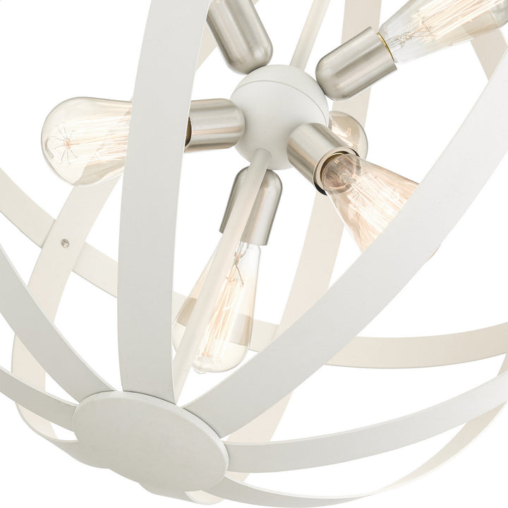 Livex Stoneridge 49646-13 Chandelier Light - Textured White w/ Brushed Nickel Cluster