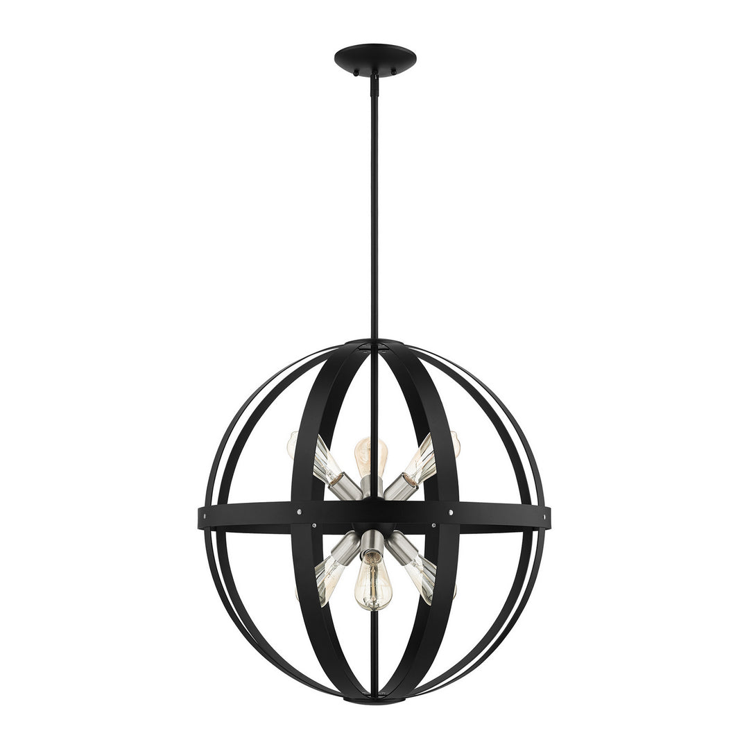 Livex Stoneridge 49646-14 Chandelier Light - Textured Black w/ Brushed Nickels