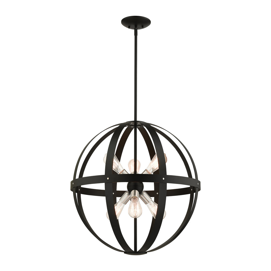 Livex Stoneridge 49646-14 Chandelier Light - Textured Black w/ Brushed Nickels