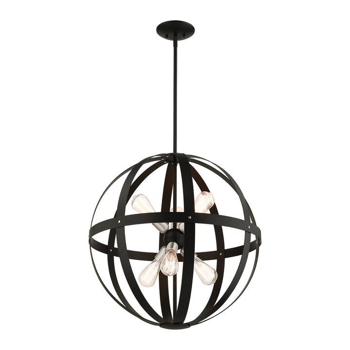 Livex Stoneridge 49646-14 Chandelier Light - Textured Black w/ Brushed Nickels