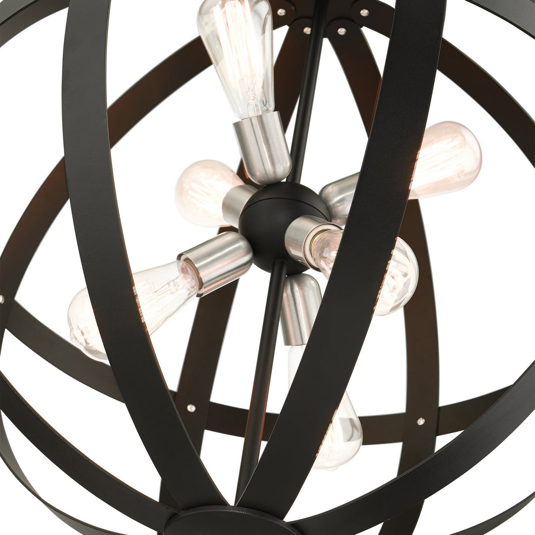Livex Stoneridge 49646-14 Chandelier Light - Textured Black w/ Brushed Nickels
