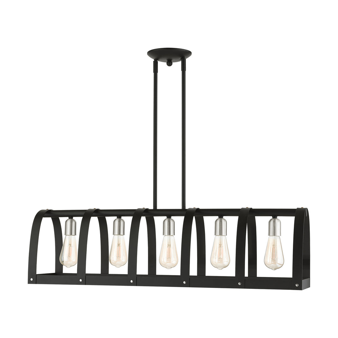 Livex Stoneridge 49649-14 Pendant Light - Textured Black w/ Brushed Nickels