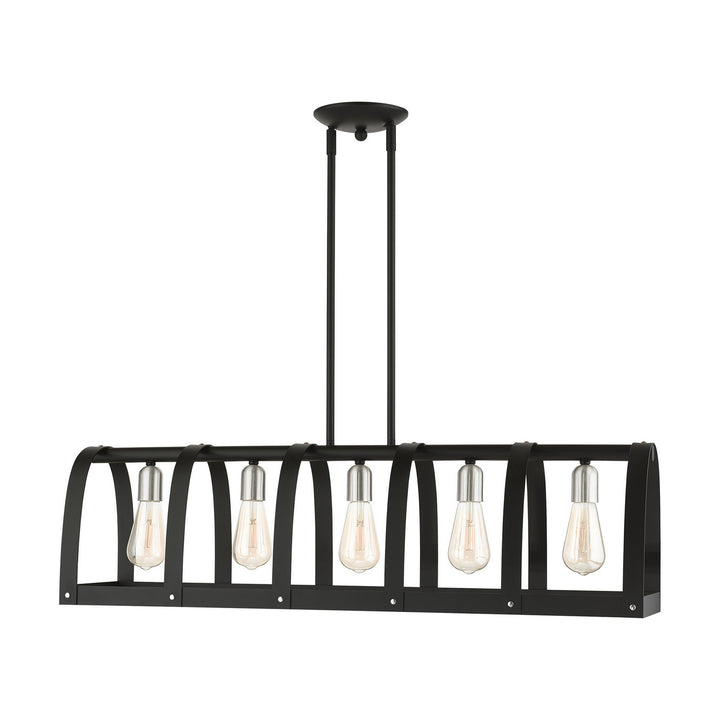 Livex Stoneridge 49649-14 Pendant Light - Textured Black w/ Brushed Nickels