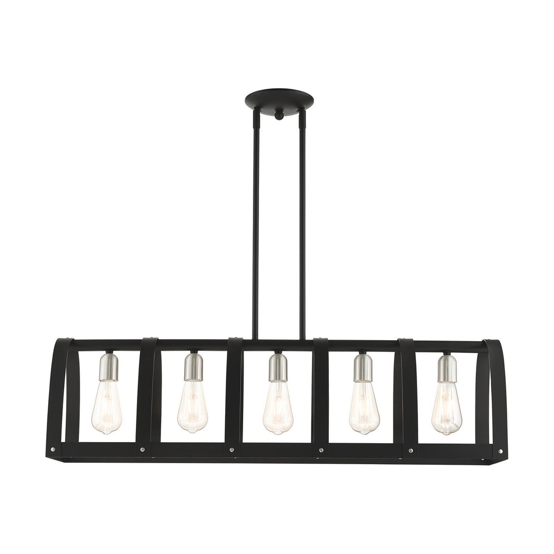 Livex Stoneridge 49649-14 Pendant Light - Textured Black w/ Brushed Nickels