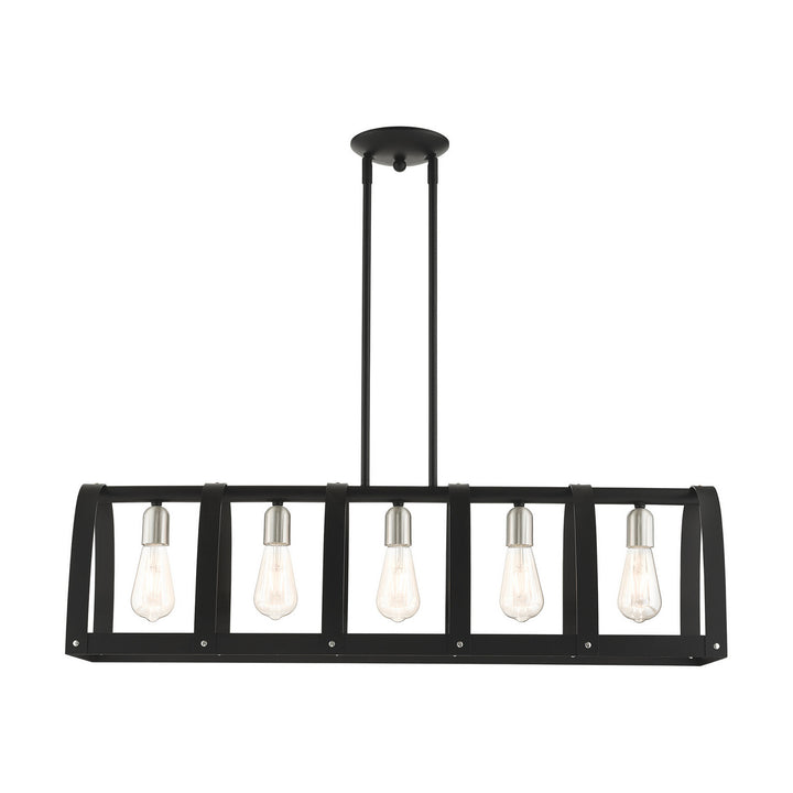 Livex Stoneridge 49649-14 Pendant Light - Textured Black w/ Brushed Nickels