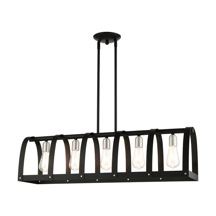 Livex Stoneridge 49649-14 Pendant Light - Textured Black w/ Brushed Nickels