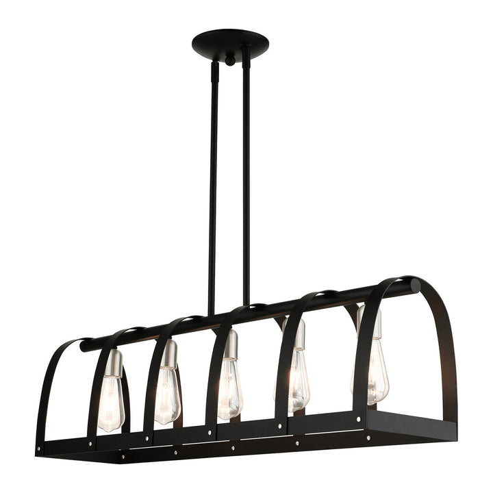 Livex Stoneridge 49649-14 Pendant Light - Textured Black w/ Brushed Nickels
