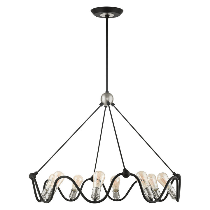 Livex Archer 49736-14 Pendant Light - Textured Black w/ Brushed Nickels