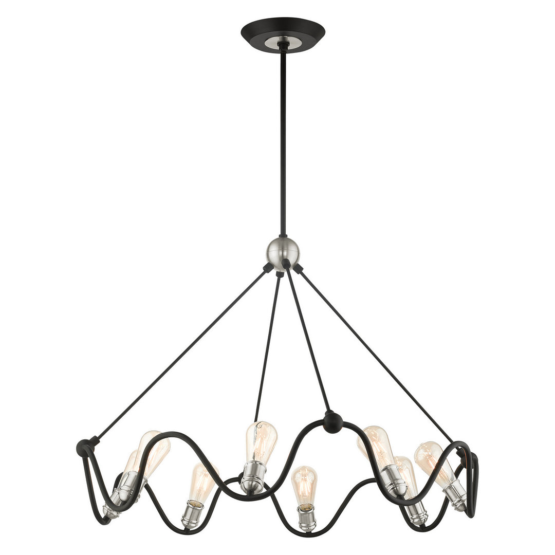 Livex Archer 49736-14 Pendant Light - Textured Black w/ Brushed Nickels