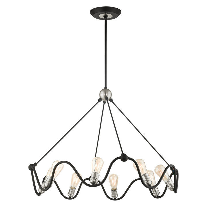 Livex Archer 49736-14 Pendant Light - Textured Black w/ Brushed Nickels