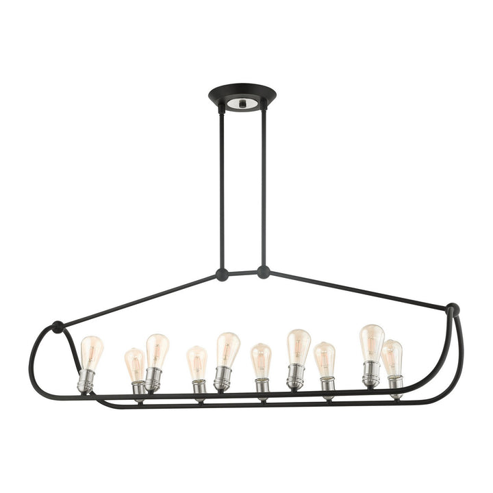 Livex Archer 49738-14 Pendant Light - Textured Black w/ Brushed Nickels