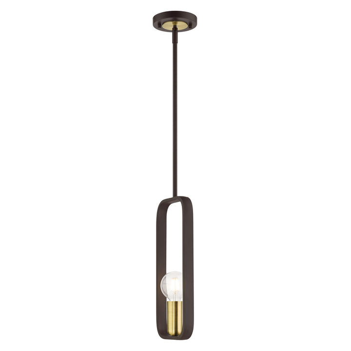 Livex Bergamo 49741-07 Pendant Light - Bronze w/ Antique Brasss