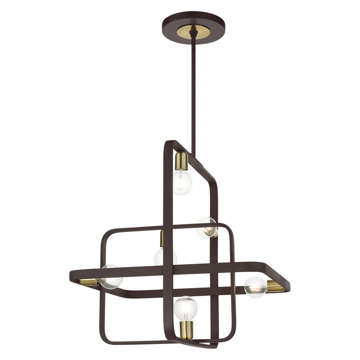 Livex Bergamo 49745-07 Chandelier Light - Bronze w/ Antique Brasss