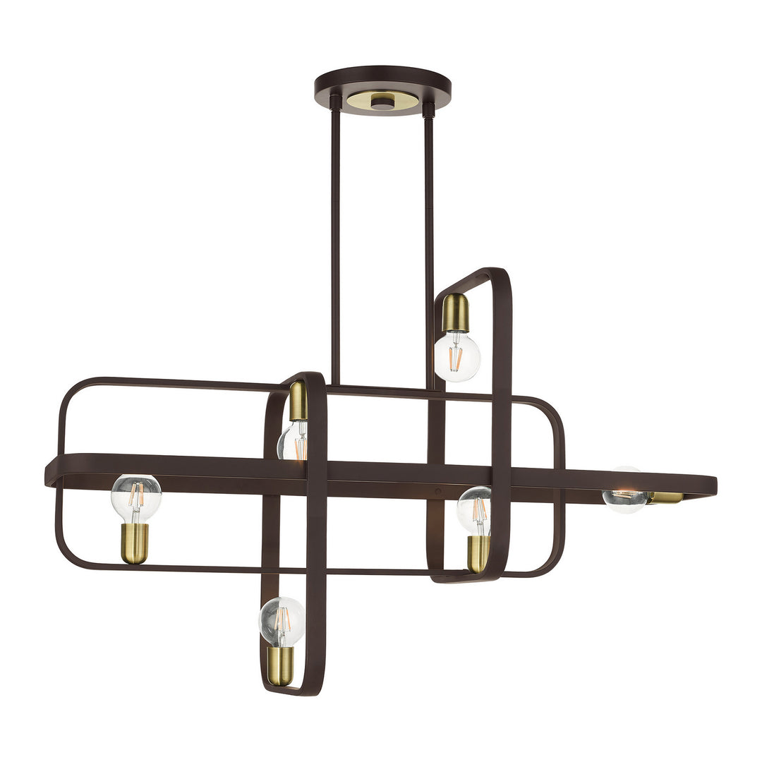 Livex Bergamo 49748-07 Pendant Light - Bronze w/ Antique Brasss