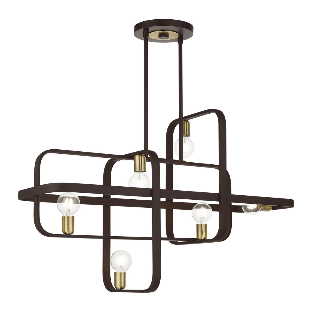 Livex Bergamo 49748-07 Pendant Light - Bronze w/ Antique Brasss